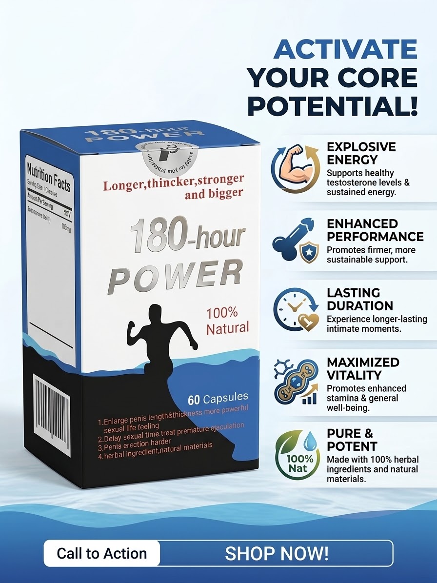 180-Hour Power features: energy, performance, lasting duration, vitality